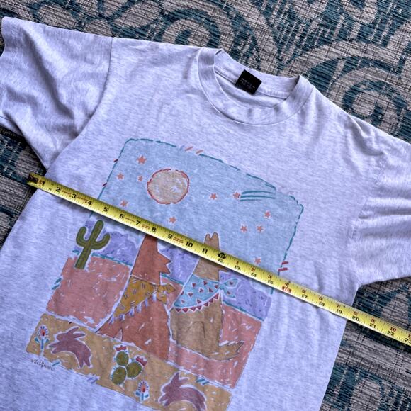 Screen Stars Best Wild Things Coyotes and Rabbits Desert Graphic T-Shirt Size L - Picture 5 of 6